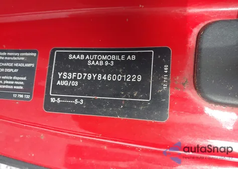 2004 Saab 9-3 Arc from USA, damaged, VIN YS3FD79Y846001229